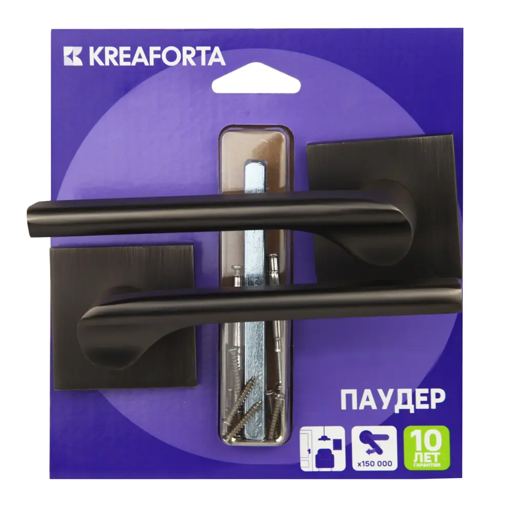 Дверная ручка на розетке KREAFORTA Паудер без запирания цвет графит STLM-2149196 - Вид №3