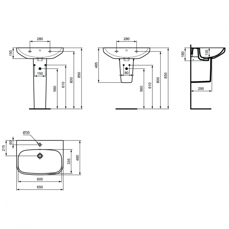 T470401 Раковина 65 см IS i.life A Ideal Standard Ideal Standard i.life A  - Вид №10