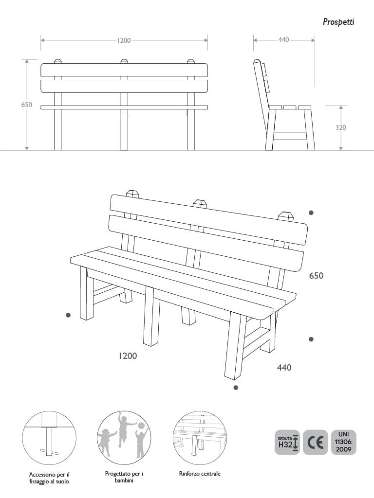 Детская скамейка Strongplast со спинкой EUROCOMITALIA современная мебель ARCH-00060060 - Вид №3