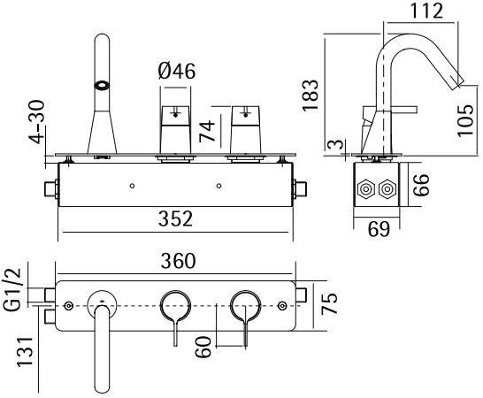 Quadrodesign Смеситель для ванны встраиваемый Volcano sun-id-1492844 - Вид №2
