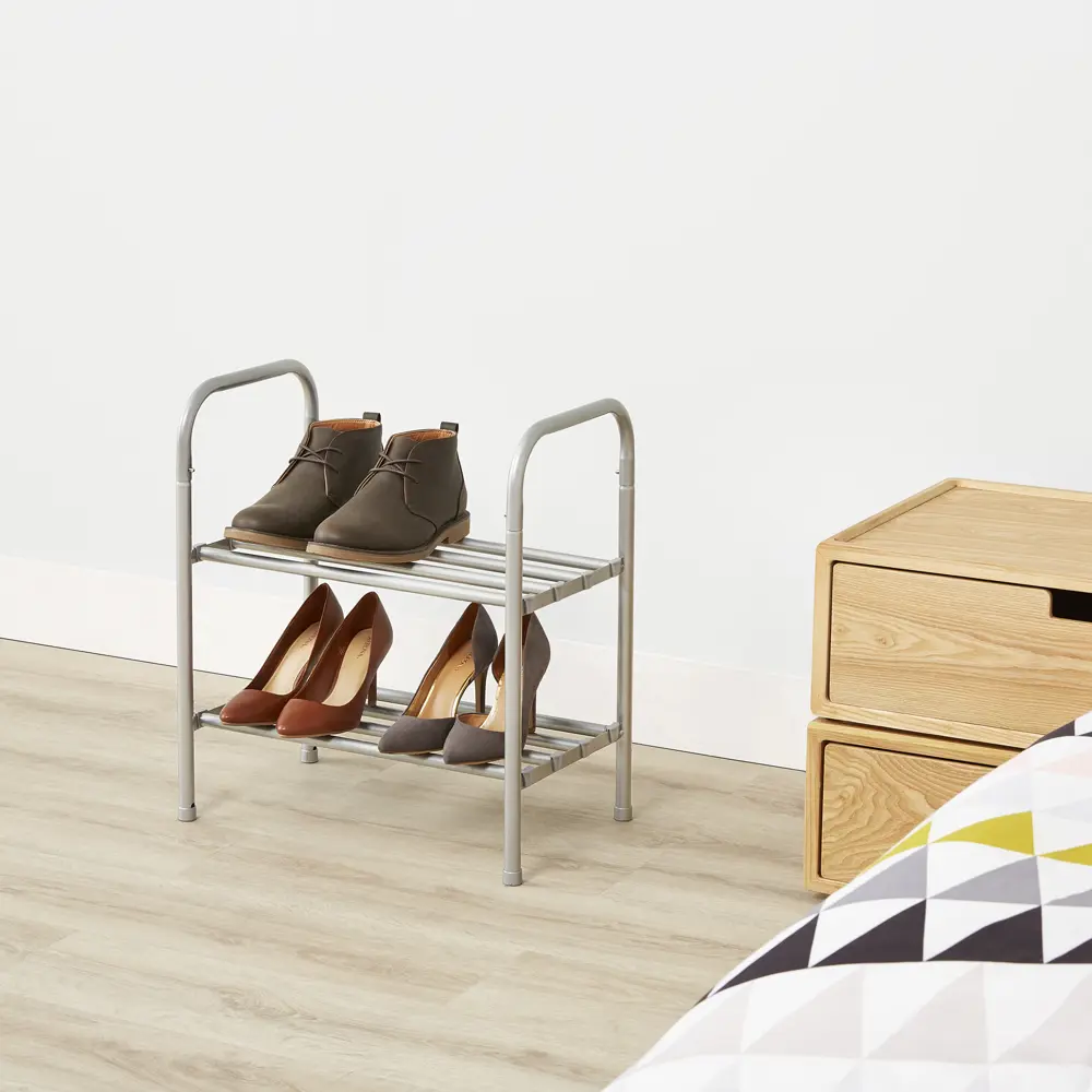 Этажерка для обуви Spaceo 53x47-79.5x29 см 2 полки металл цвет хром Полка раздвижная STLM-2083567 - Вид №7