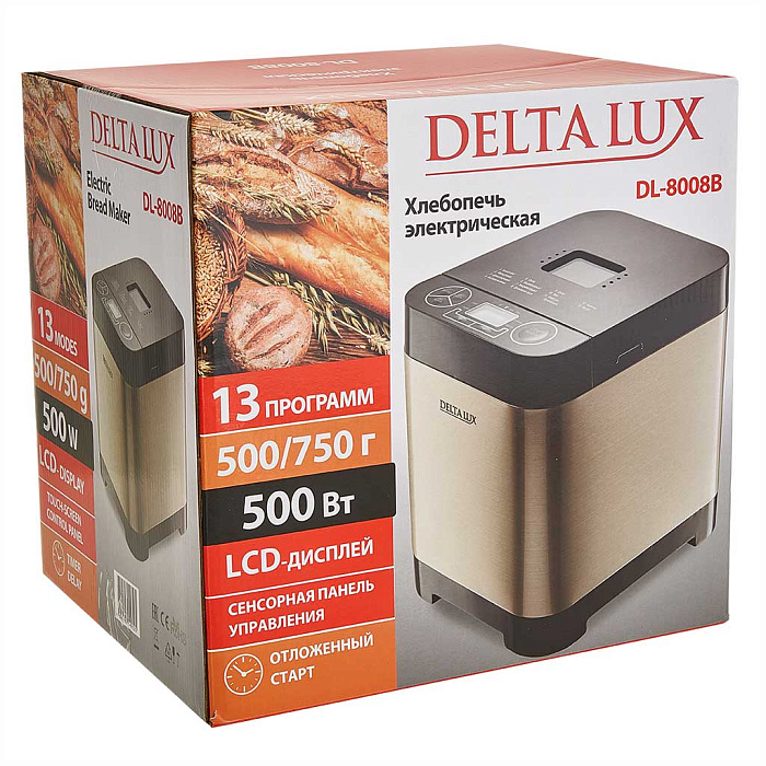 9050493 Хлебопечь DELTA LUX DL-8008В золотистый STDN-0139454 - Вид №10
