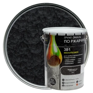Грунт эмаль по ржавчине 3 в 1 гладкая Dali Special молотковая цвет чёрный 5 кг