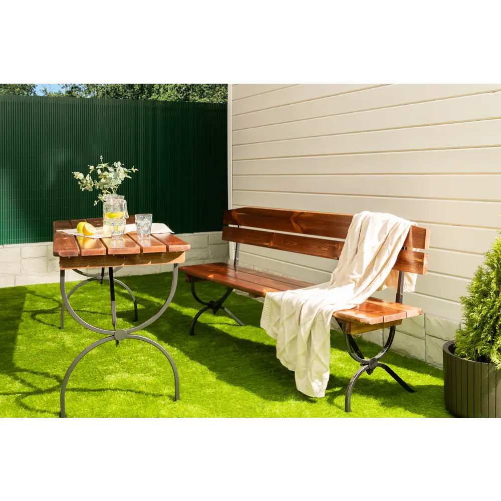 Скамья Линц 35x48x180 см дерево/металл темно-коричневый Santreyd STLM-2200015 - Вид №2