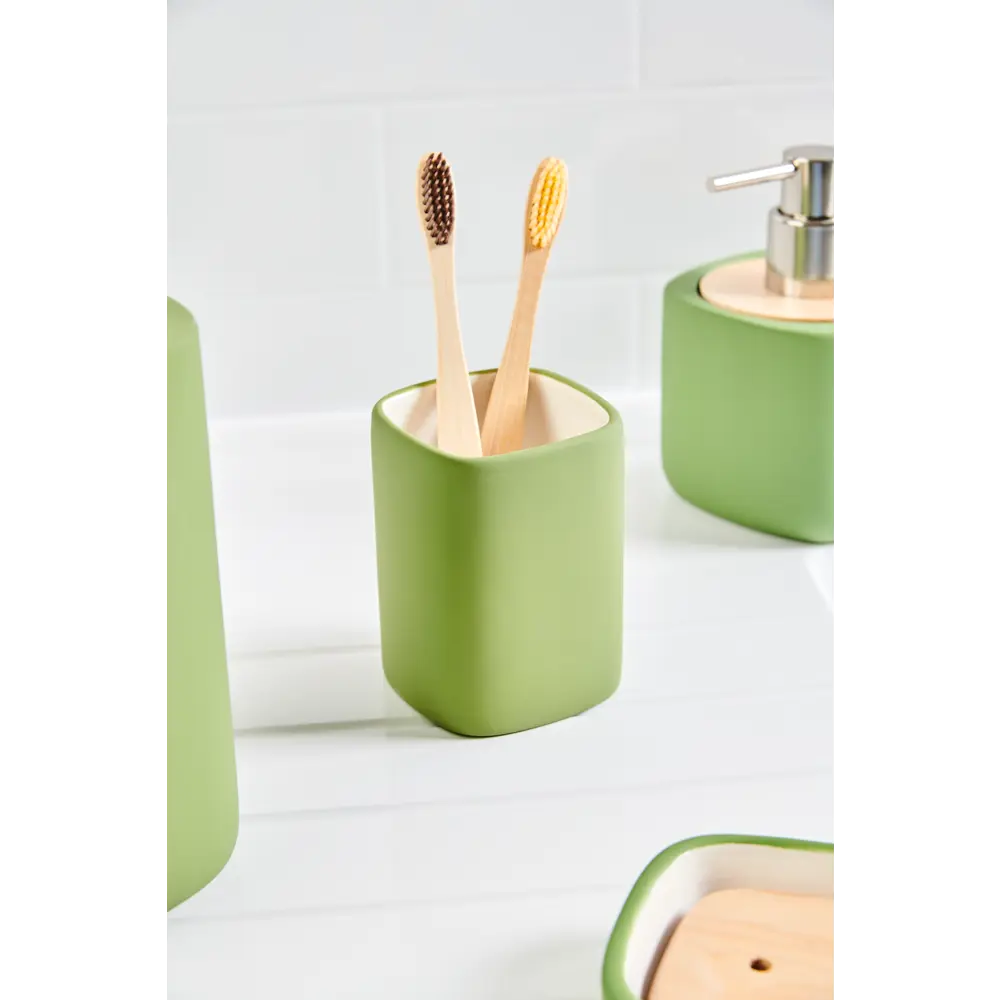 Стакан для зубных щёток Vidage Green Meadow керамика цвет зеленый STLM-2084195