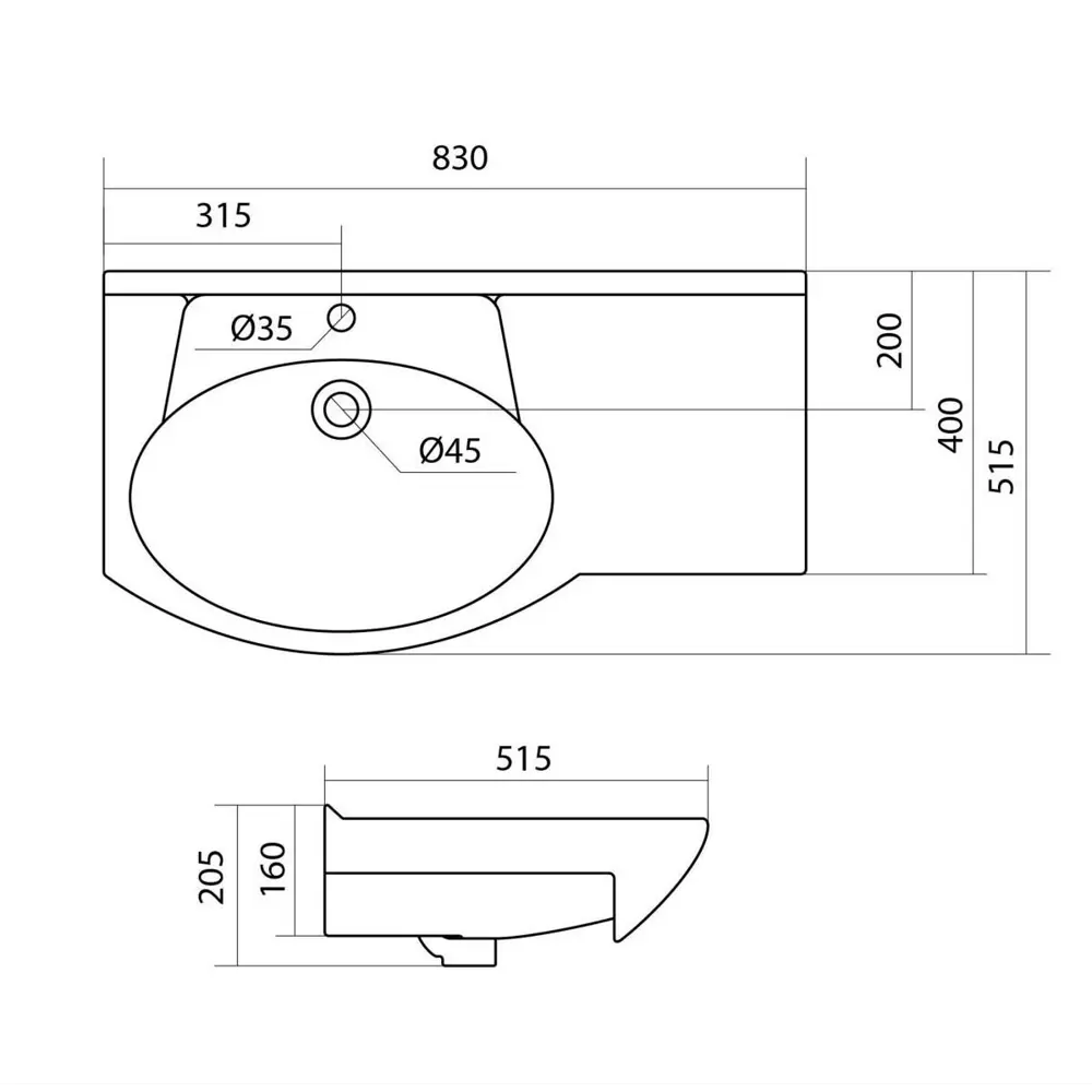 Раковина Коралл 85 см правая Santreyd STLM-2202078 - Вид №2