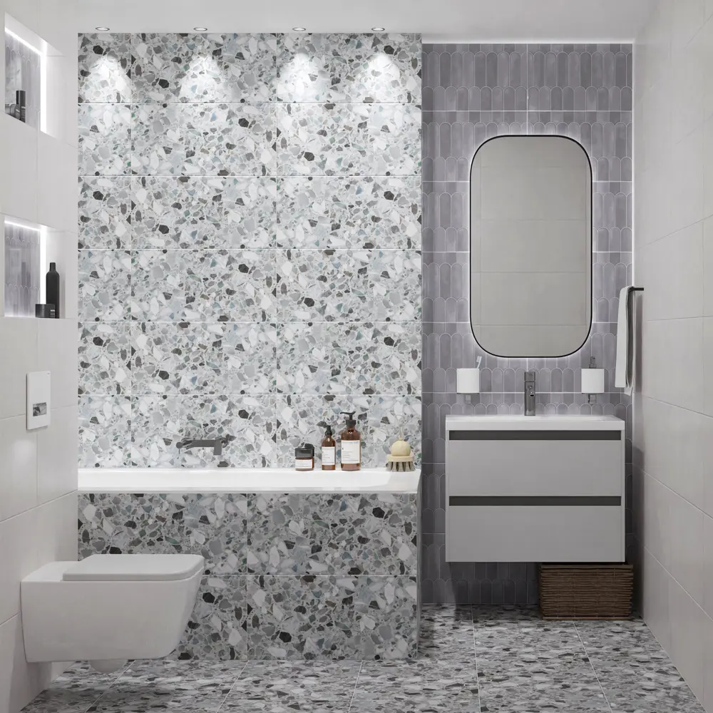 Настенная плитка Azori Salieri Grey 31.5x63 см 1.79 м² глянцевая цвет серый STLM-2092768 - Вид №5