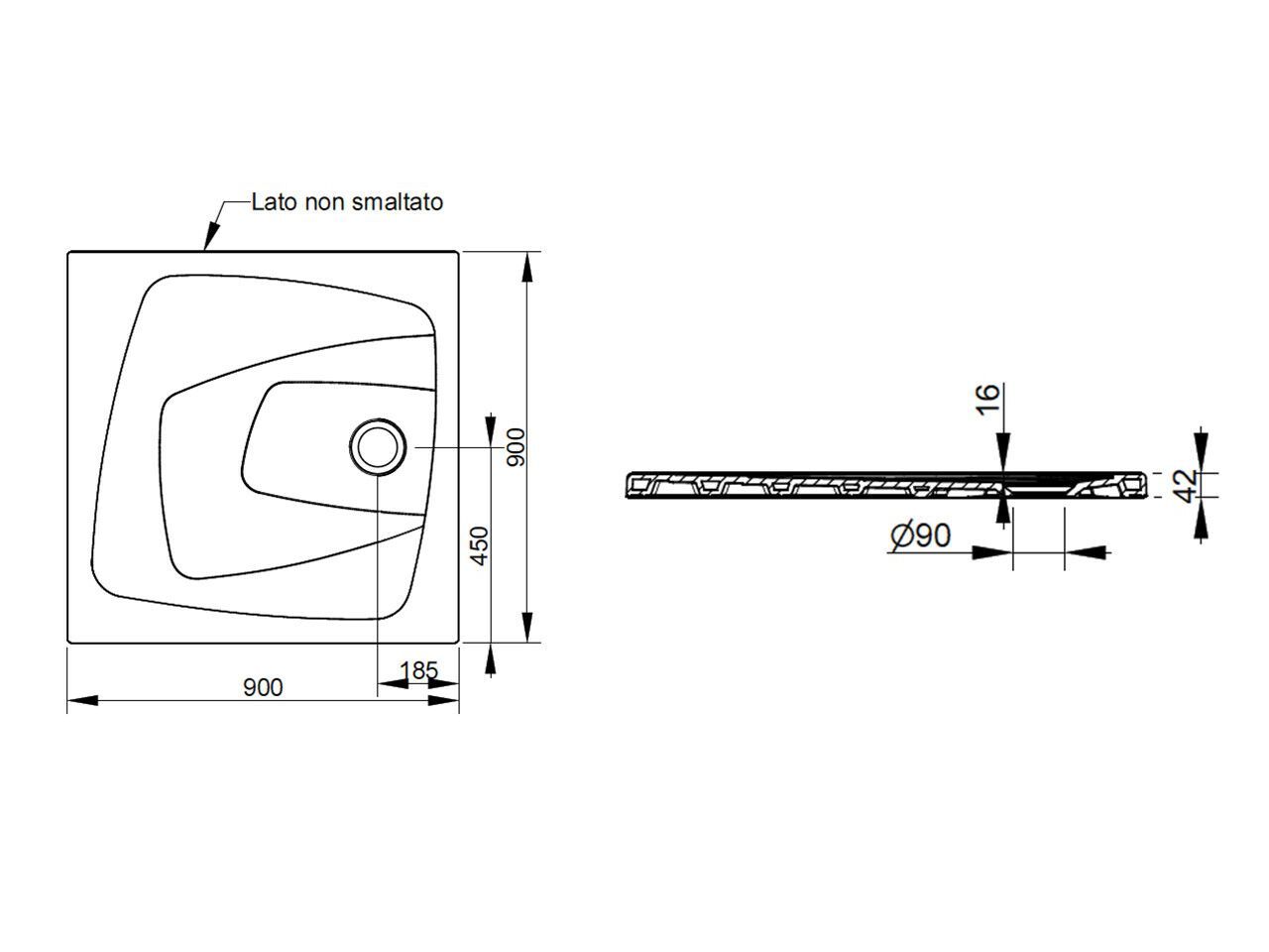 Керамический нескользящий квадратный поддон для душа Ceramica Dolomite за пределами ARCH-00056029 - Вид №24