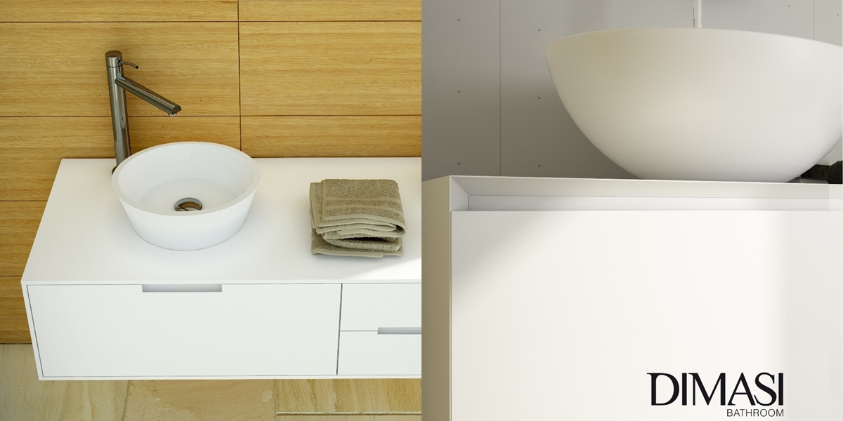 DSKTP55200 Подвесная раковина настенная прямоугольная Dimasi Modul Desk белая - Вид №3