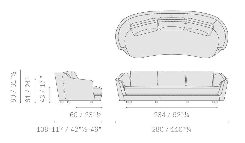 3-местный диван из ткани и кожи Poltrona Frau коллекция - диваны и кресла ARCH-00092770 - Вид №6
