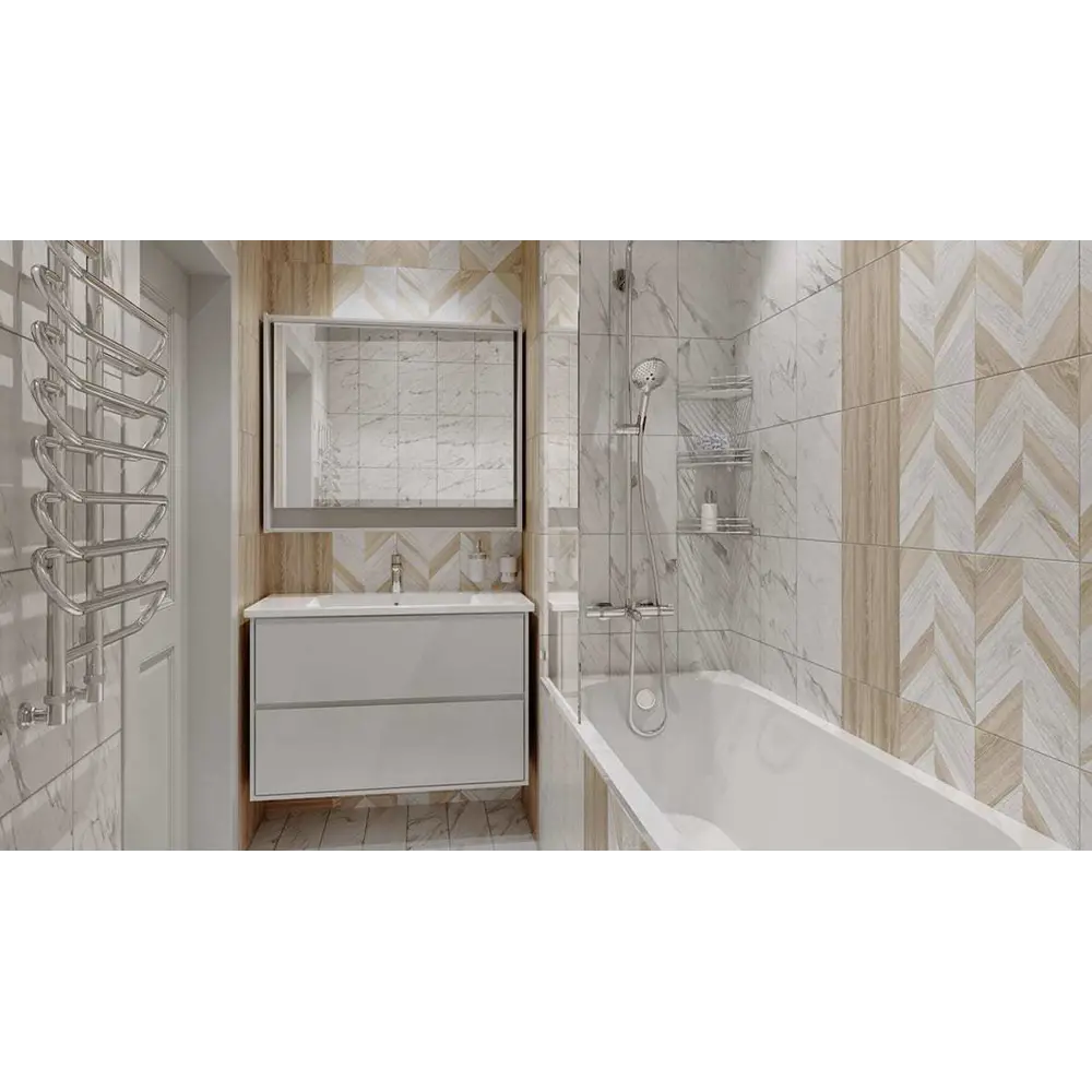 Плитка настенная Marble 25х35 см 1.4 м² цвет белый BELANI STLM-2047859 - Вид №5