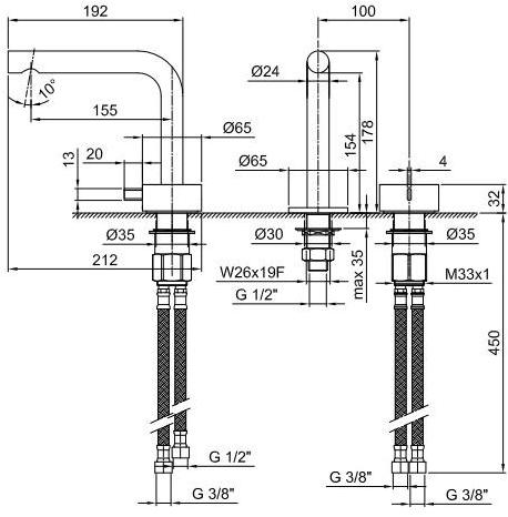 ABOUTWATER Смеситель для раковины на 2 отверстия Af/21 sun-id-1513845 - Вид №2