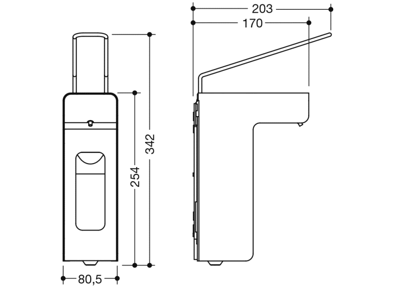 900.06.00361 Дезинфицирующее средство или дозатор мыла HEWI System 900 - Вид №2
