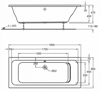 Ванна акриловая 190x80 Keramag Renova № 1 657390000  - Вид №1