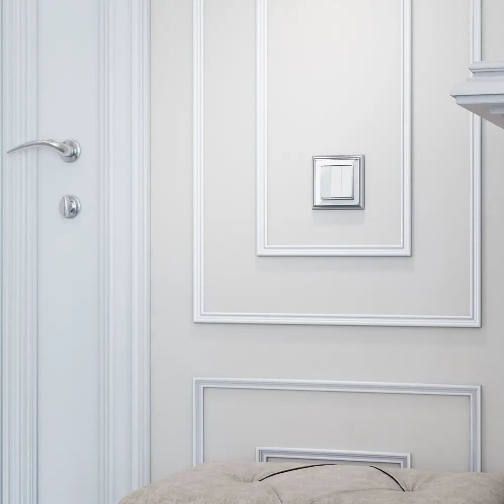 Рамка для розеток и выключателей Werkel Palacio 1 пост цвет белый хром STLM-2069131 - Вид №1