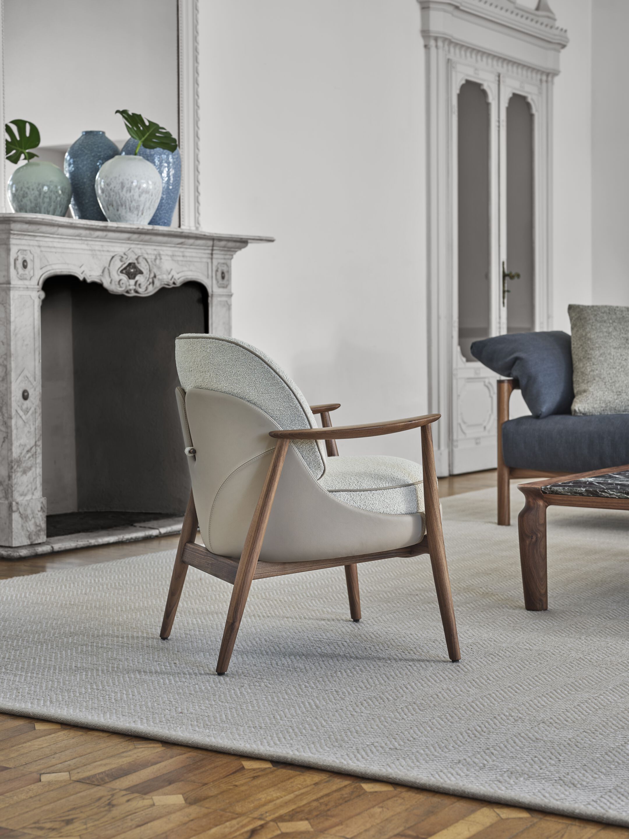 Кресло из ткани и кожи с подлокотниками Porada Twenty-Four ARCH-00043069 - Вид №2