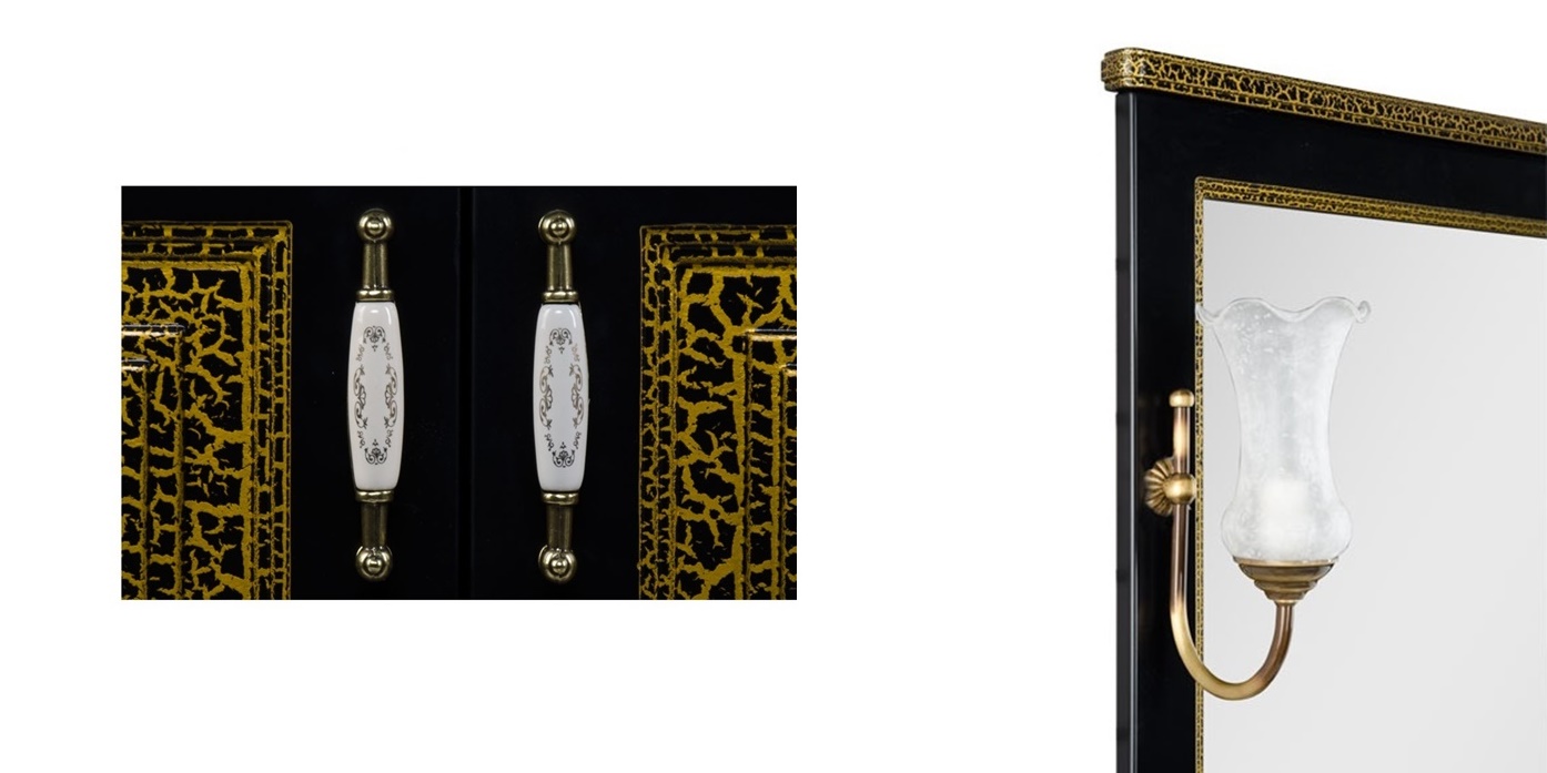 Комплект мебели Aquanet Валенса 80 черный краколет/золото 00180458 - Вид №2