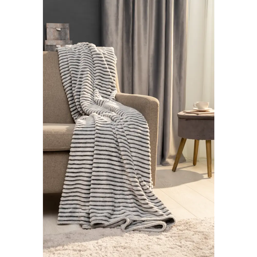 Плед Terra 200x220 см фланель цвет черно-белый Ardenza STLM-2095005 - Вид №3