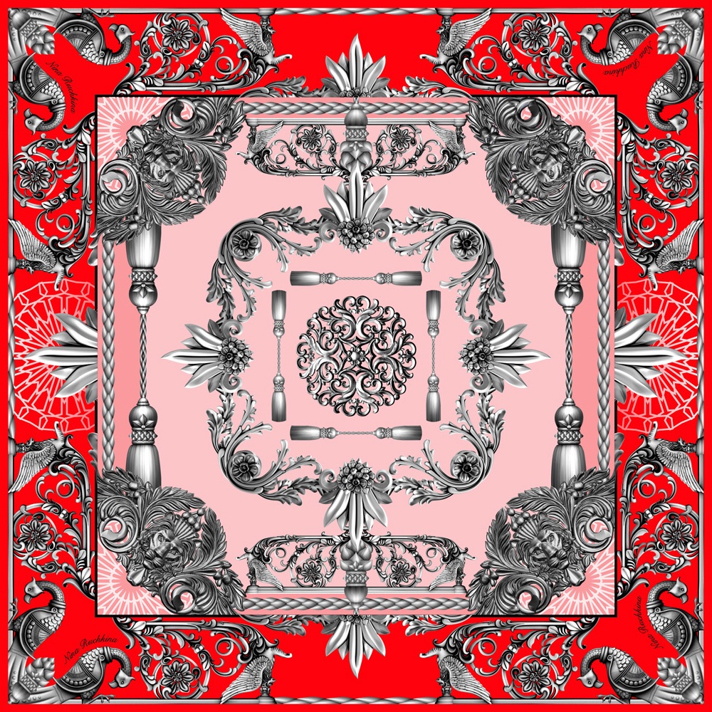 10633882 МД Нины Ручкиной Платок сувенирный "Русское чугунное литье" 90х90см Ткань 