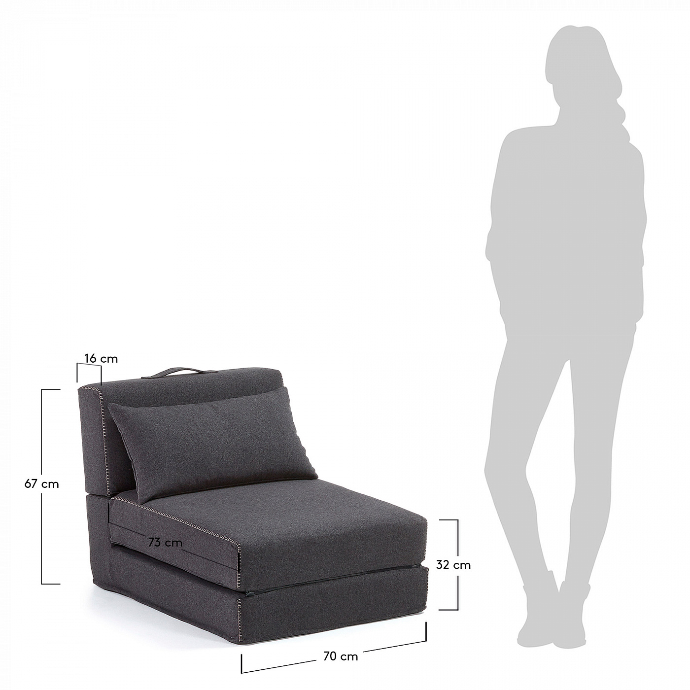 047968 Пуф-кровать антрацит La Forma Arty  - Вид №3