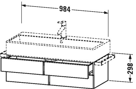 VA628803131 Тумбочка подвесная Vero Air #VA6288 984 x 431 мм Сосна серебристая, декор Duravit - Вид №1