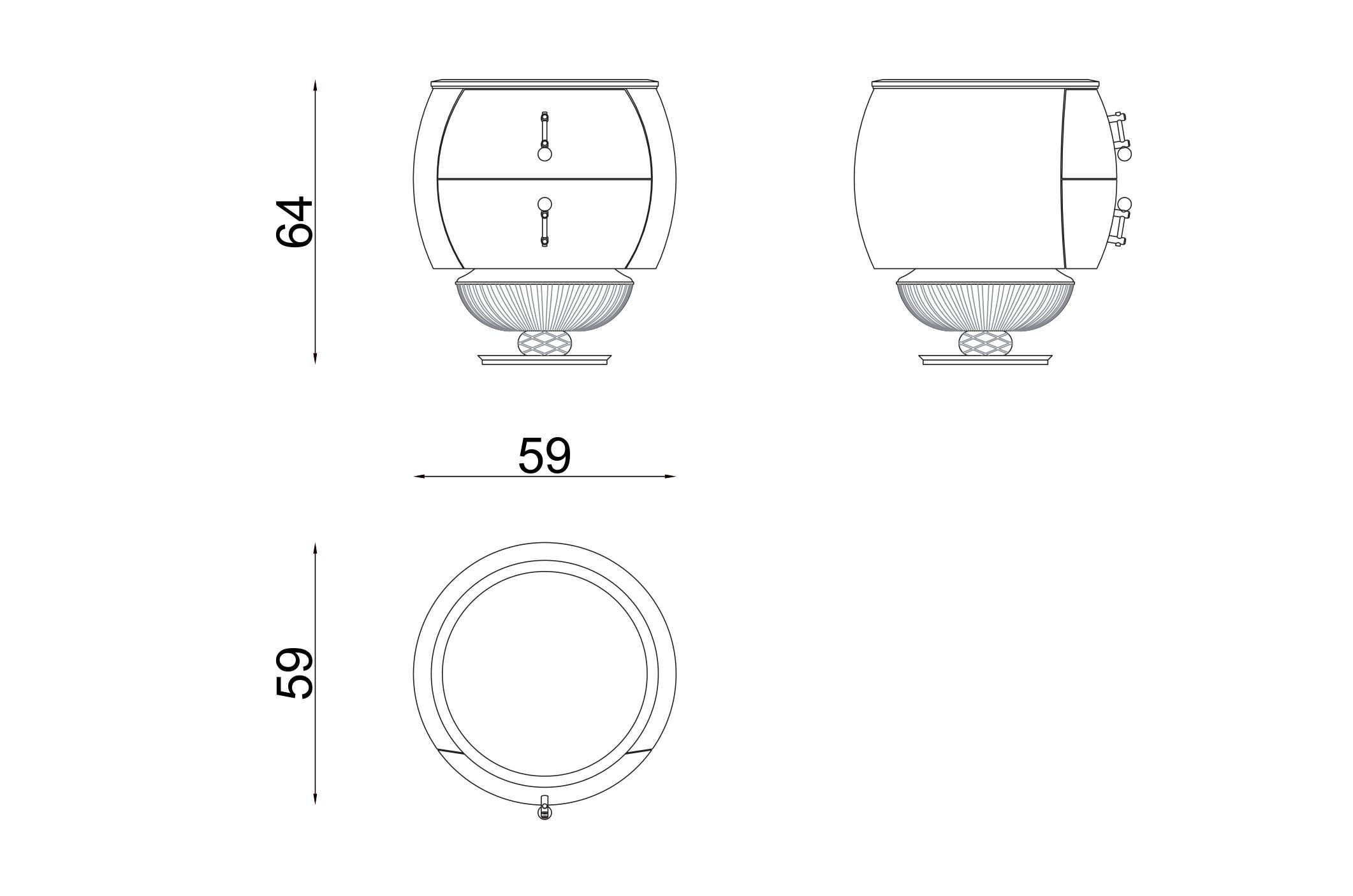 Круглая тумбочка с ящиками Zebrano Phaselis ARCH-00079027 - Вид №5