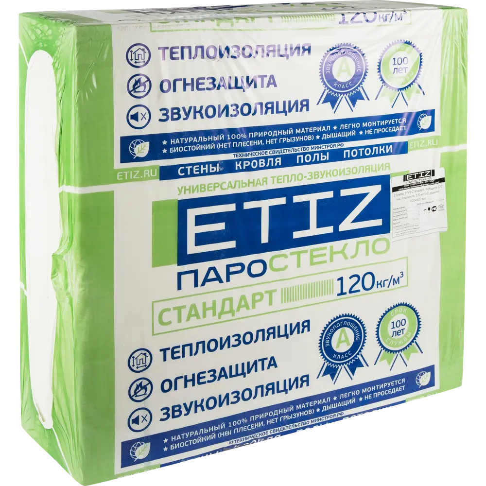 Паростекло Этиз Стандарт 100 мм 600x600 мм 2 шт 0.36 м² 82267065 STLM-2090668 ETIZ 