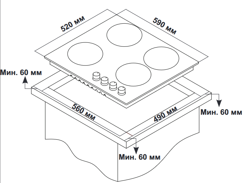 9211432 Газовая варочная поверхность Simfer H60K40C000 STDN-0083774 - Вид №6