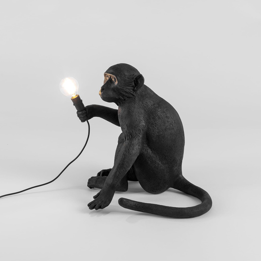 Светильник Monkey Lamp Sitting, черный Seletti 14922 - Вид №7