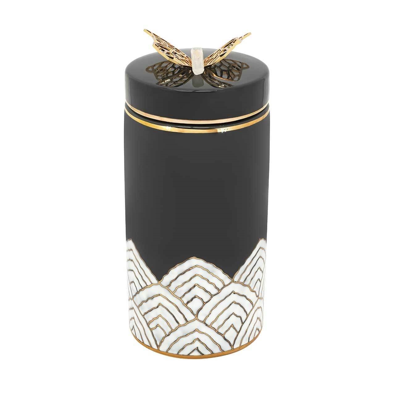 600744-GG ABHIKA КОРОБКА KRIZIA CERAMIC BG H30 D15 GREY/GOLD 