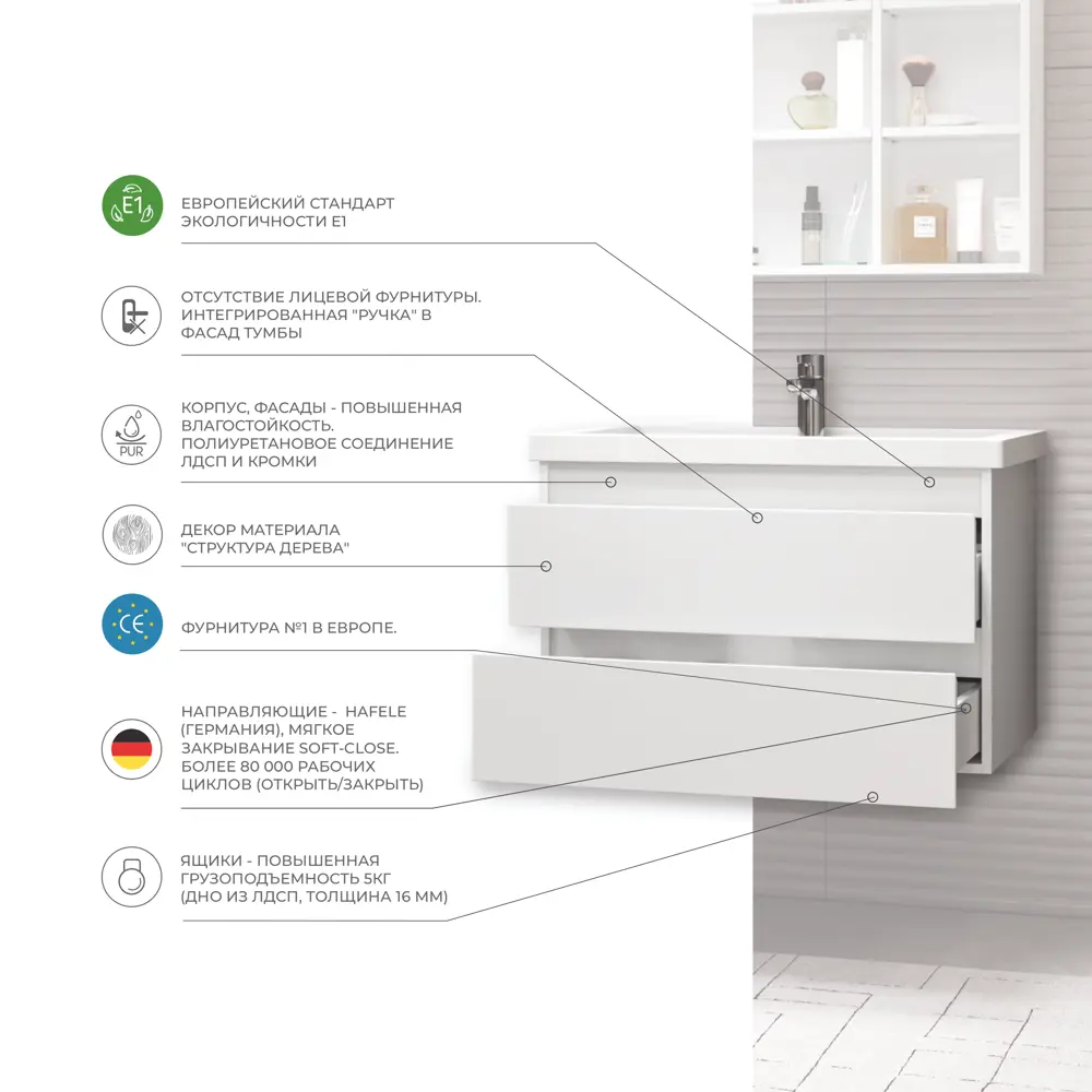 Тумба под раковину Vigo Matteo 70, цвет белый STLM-2076938 - Вид №4
