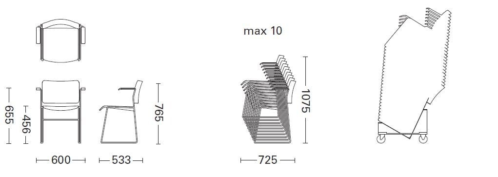 Штабелируемый стул с подлокотниками Howe 40/4 ARCH-00136202 - Вид №3