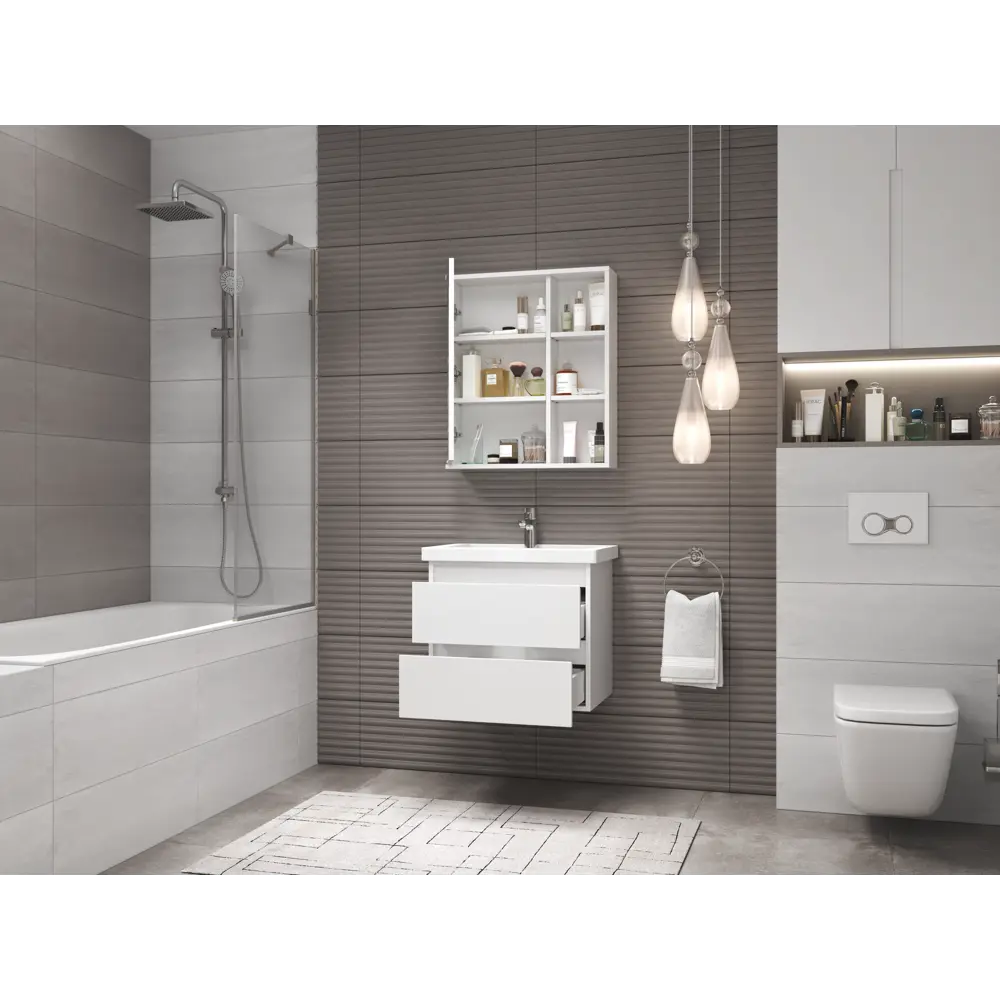 Тумба для ванной Vigo Matteo подвесная белая с раковиной Грэмми 70 см STLM-2171089 - Вид №1