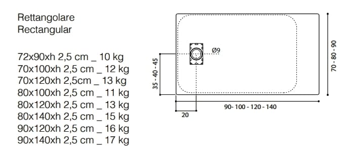 Прямоугольный поддон для душа из полиэстера, армированного стекловолокном (PRFV) TAMANACO SMC ARCH-00140319 - Вид №3