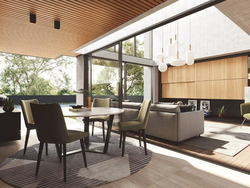 PRADDY Круглый обеденный стол из темного мрамора emperador Yarkon Tr041 - Вид №3