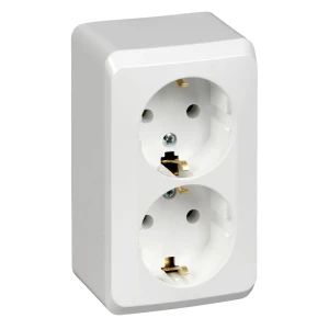 Розетка двойная Systeme Electric Этюд с заземлением, белая 89365964