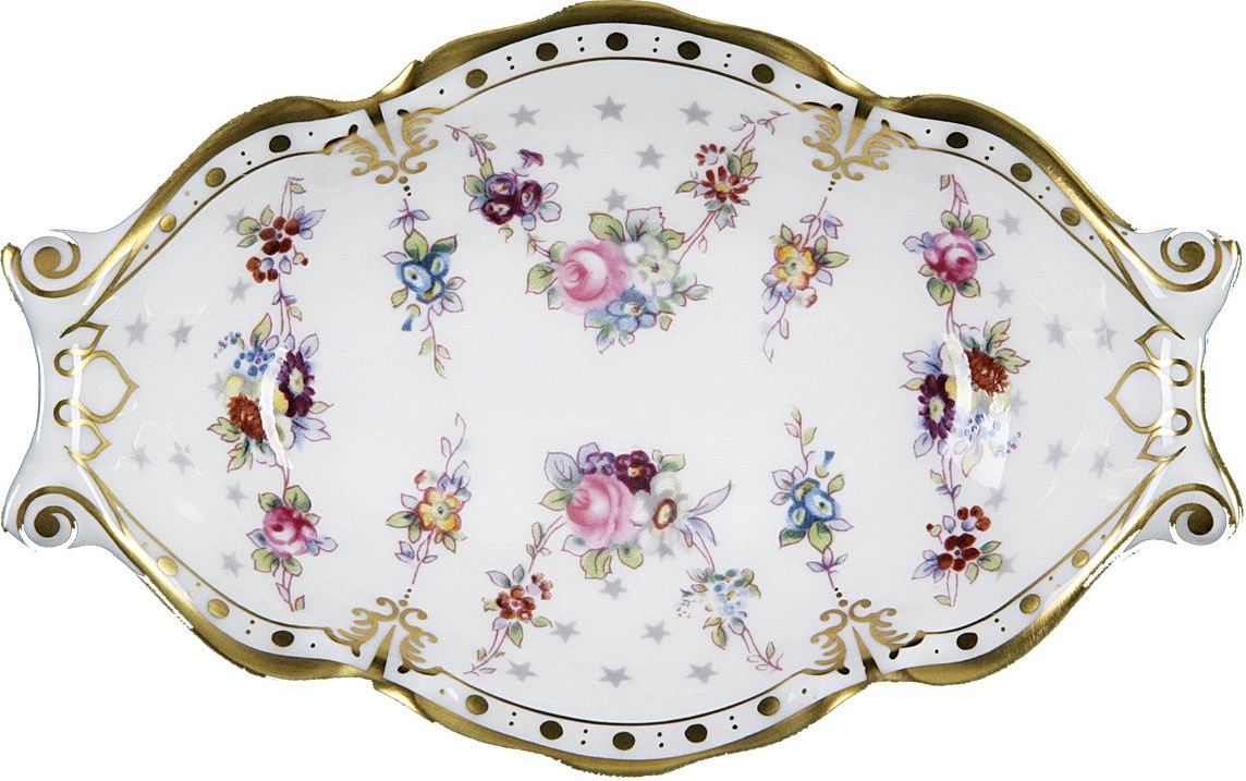 60352 Royal Crown Derby Блюдо овальное с ручками Royal Crown Derby "Роял Антуанетта" 14см Фарфор костяной 