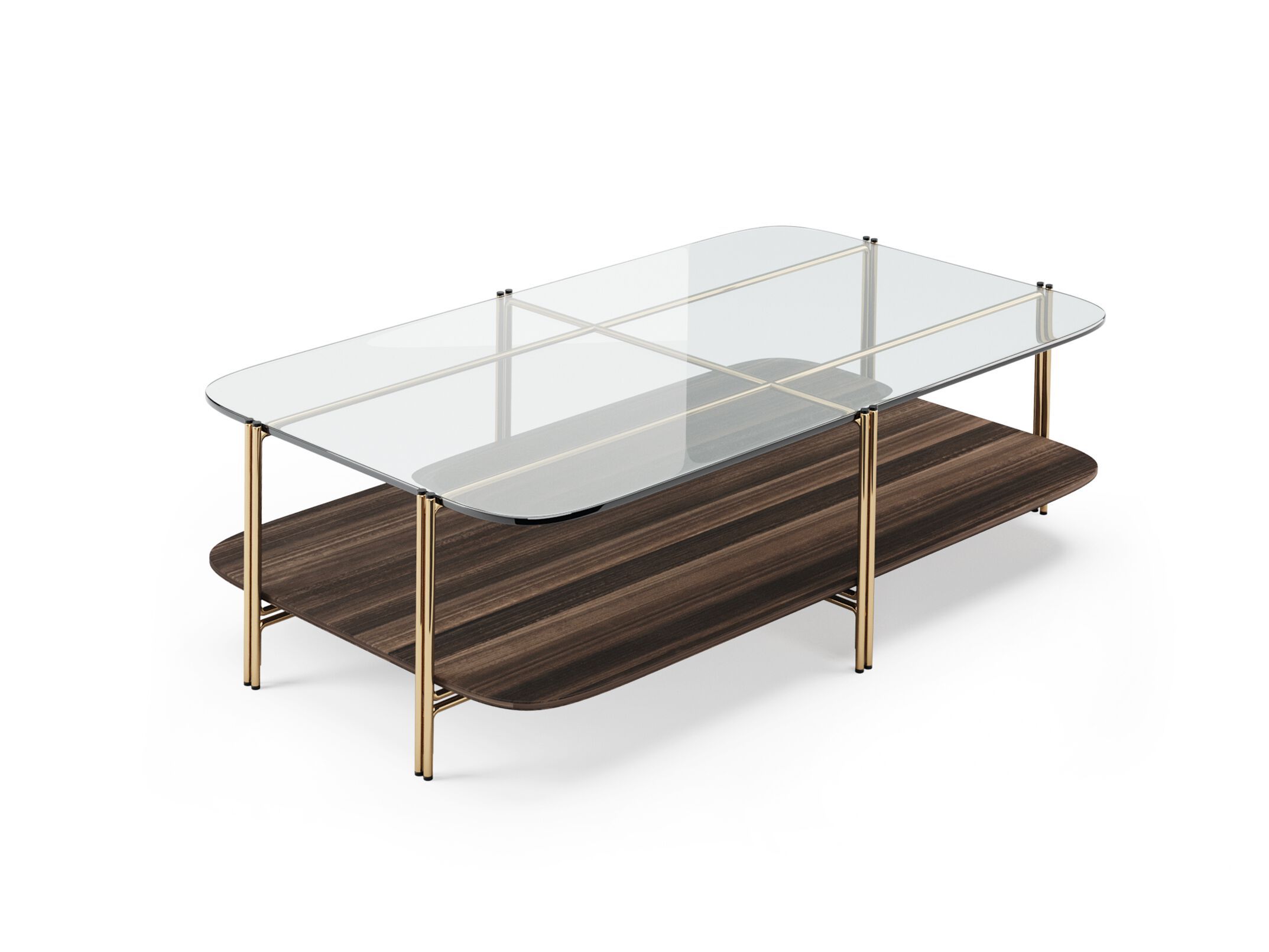 Прямоугольный журнальный столик из дерева и стекла PRADDY Natur ARCH-00071279 - Вид №1