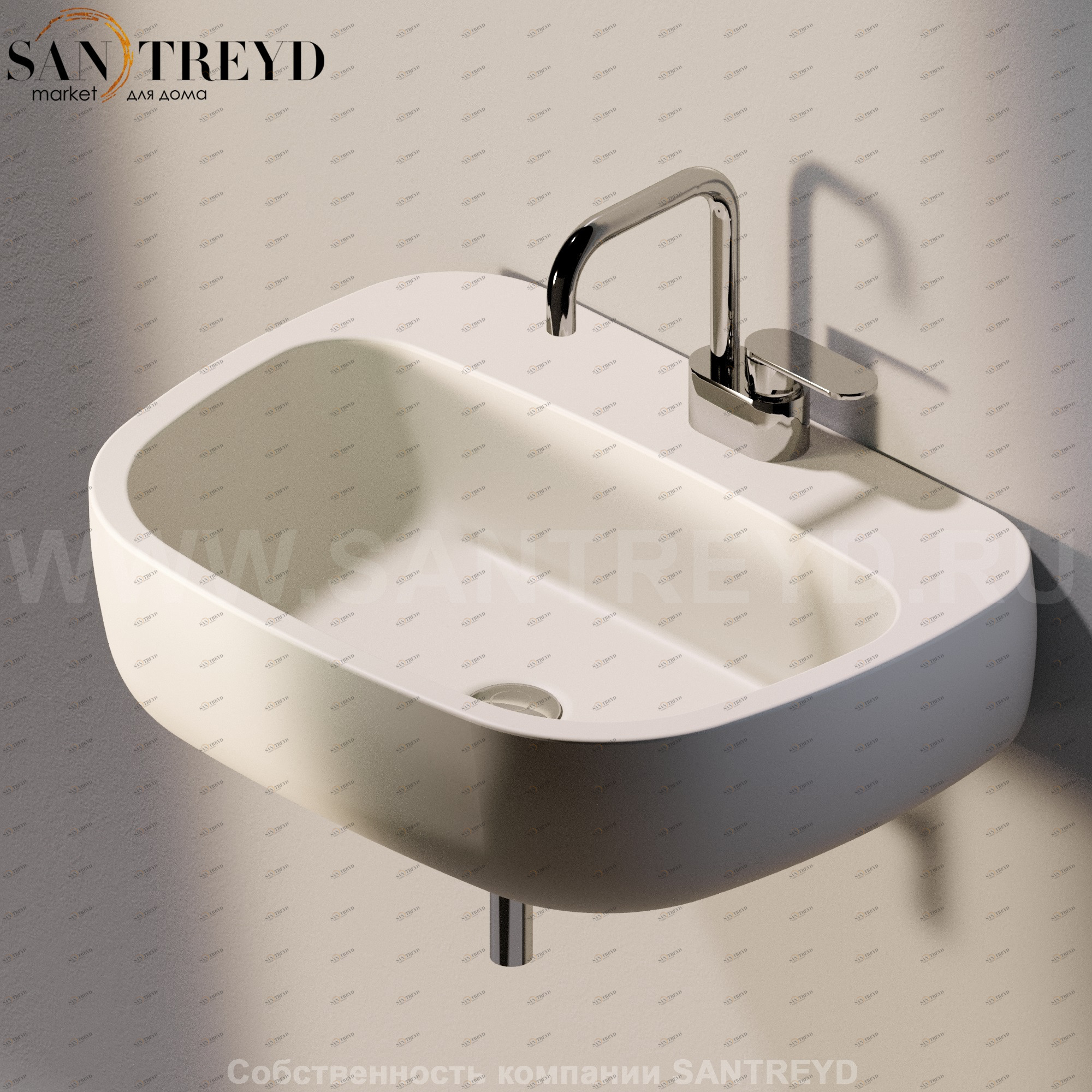 MN64L9003 Подвесная раковина настенная прямоугольная Ceramica Flaminia Mono бежевая