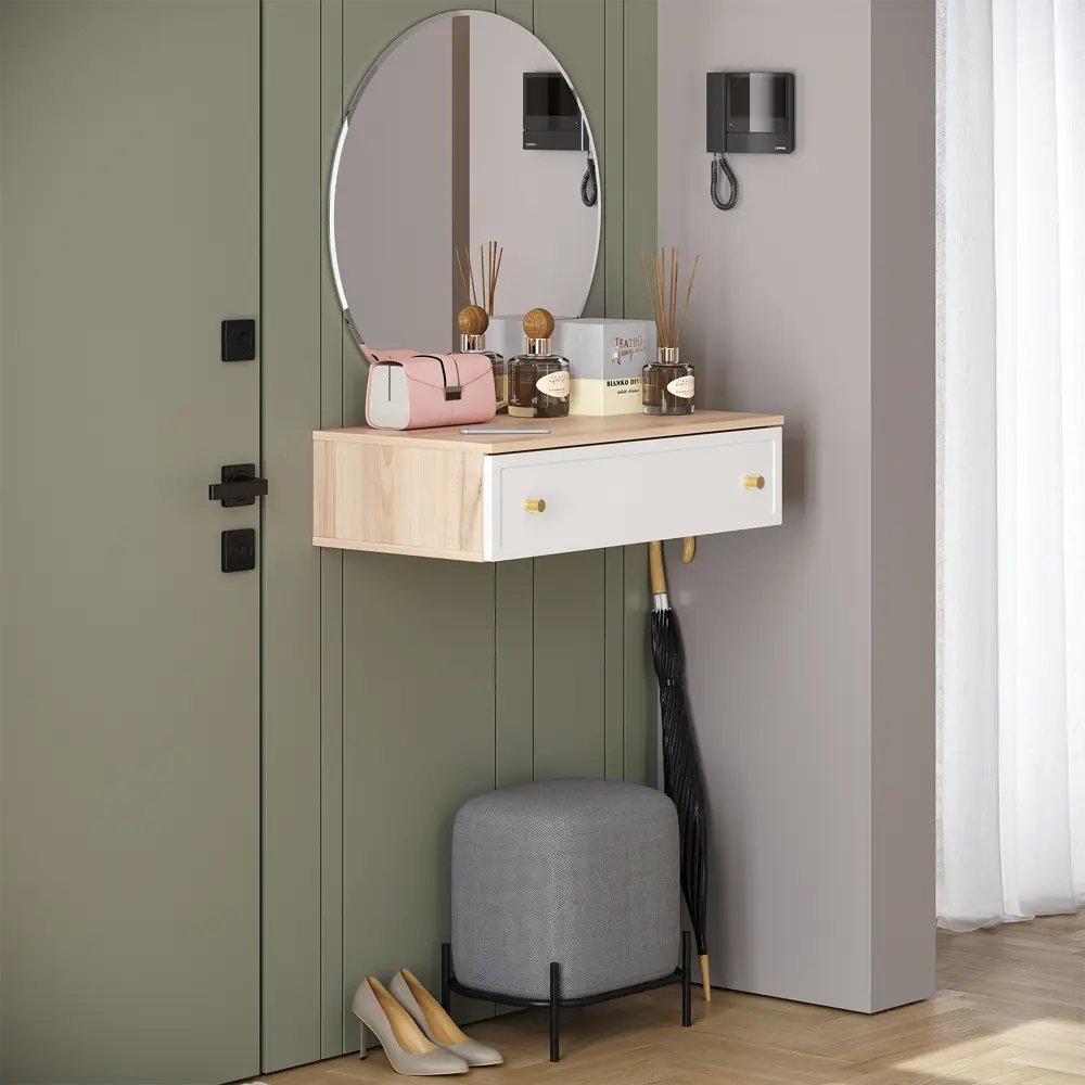 Консоль KONSENSA Лион Амьен 80x20x41.7 см ЛДСП цвет белый/коричневый STLM-2144824