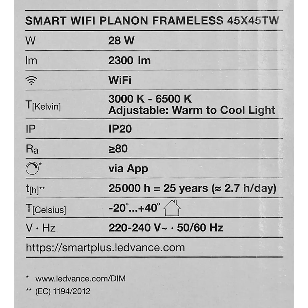 Безрамный накладной светильник WiFi 28 Вт IP20, 45X45 мм, 2300 Лм LEDVANCE STLM-2055700 - Вид №11