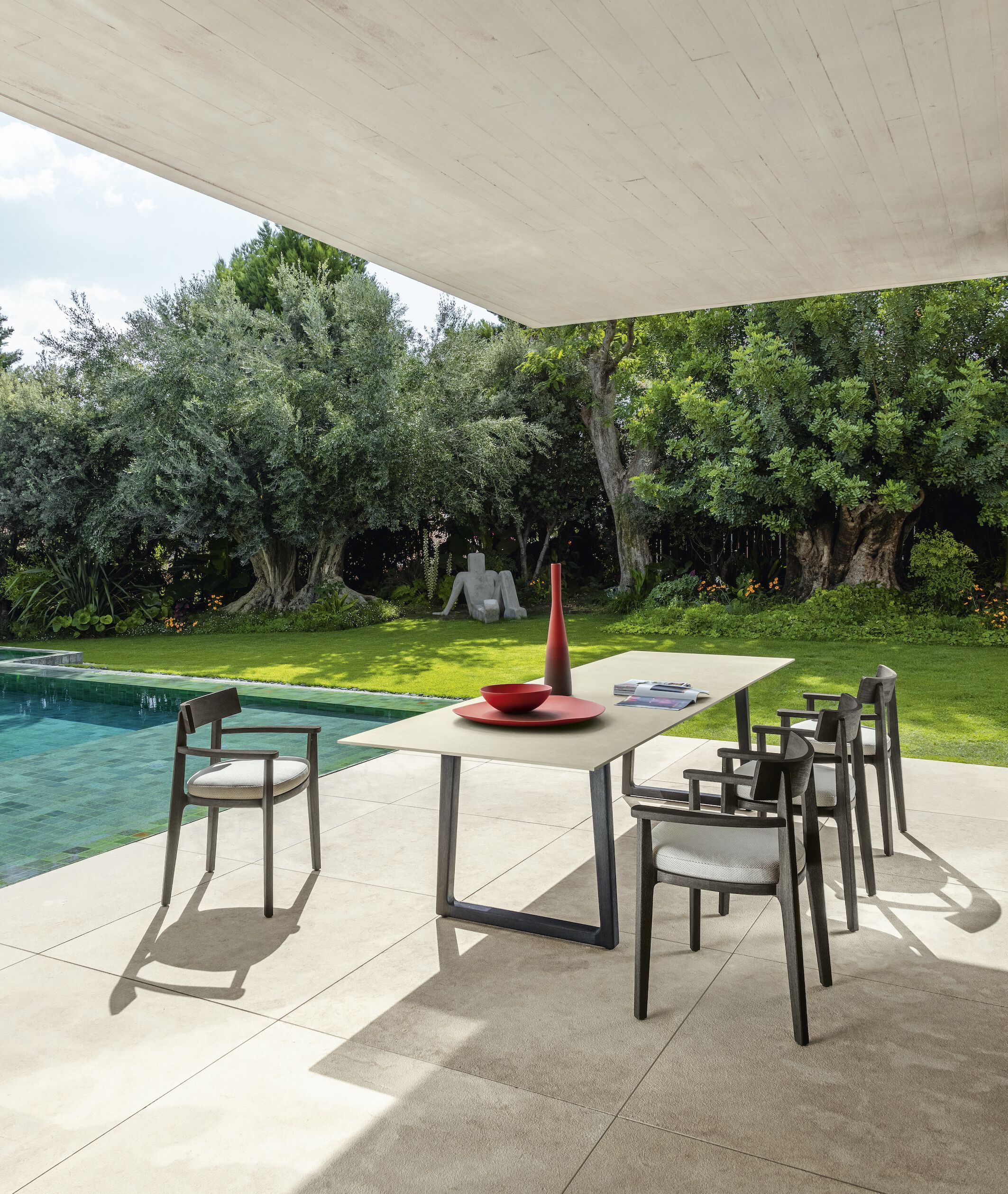 Прямоугольный садовый стол из розового дерева и керамогранита Talenti Ever ARCH-00122228 - Вид №1