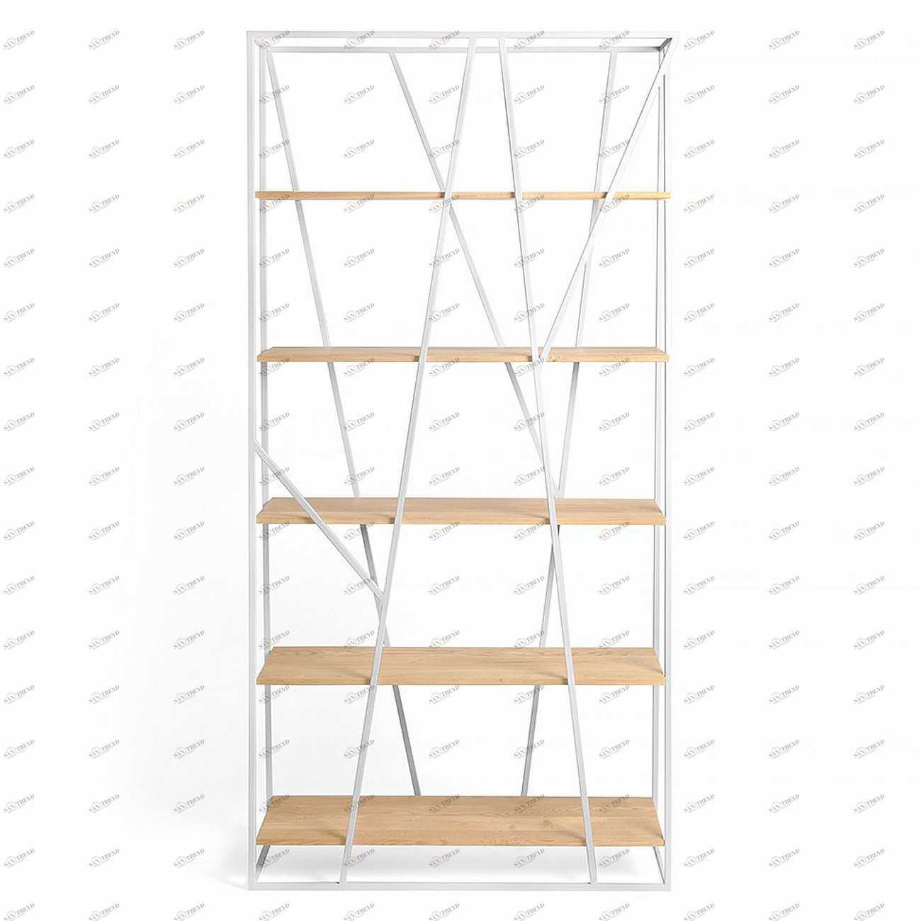 Стеллаж металлический белый, светлый дуб Powell white INTELLIGENT DESIGN  260753 Белый 