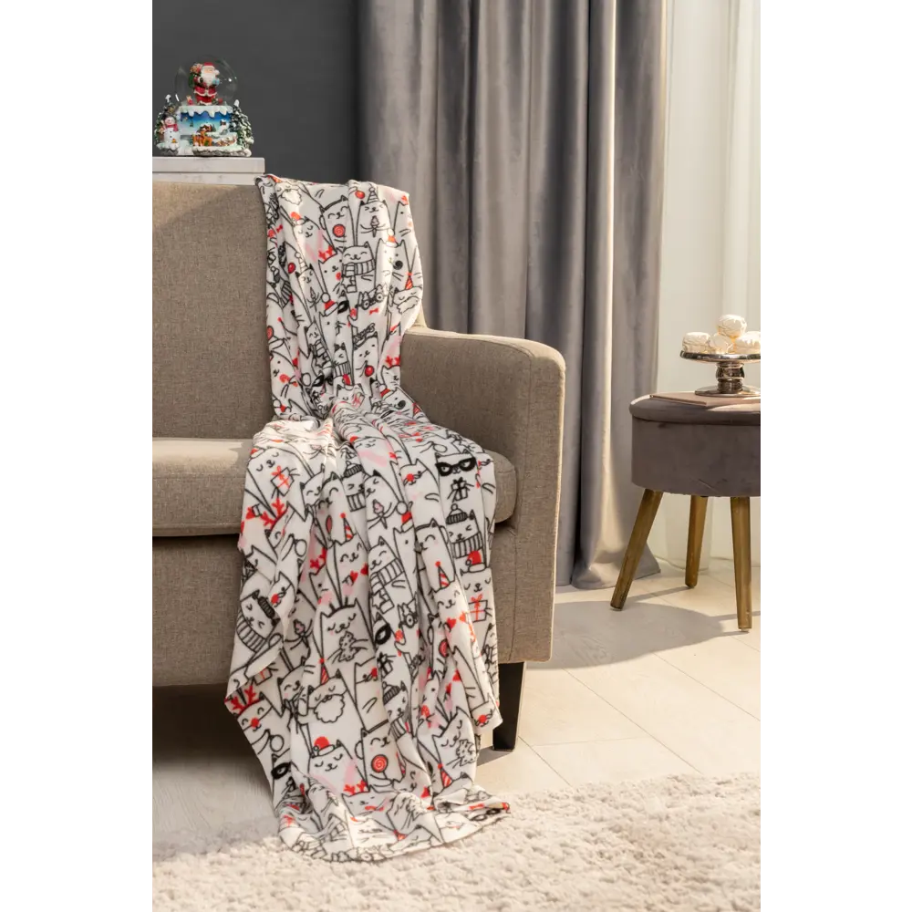 Плед Баюны новогодние 120x150 см флис цвет белый Ardenza Новогодняя STLM-2053377 - Вид №5