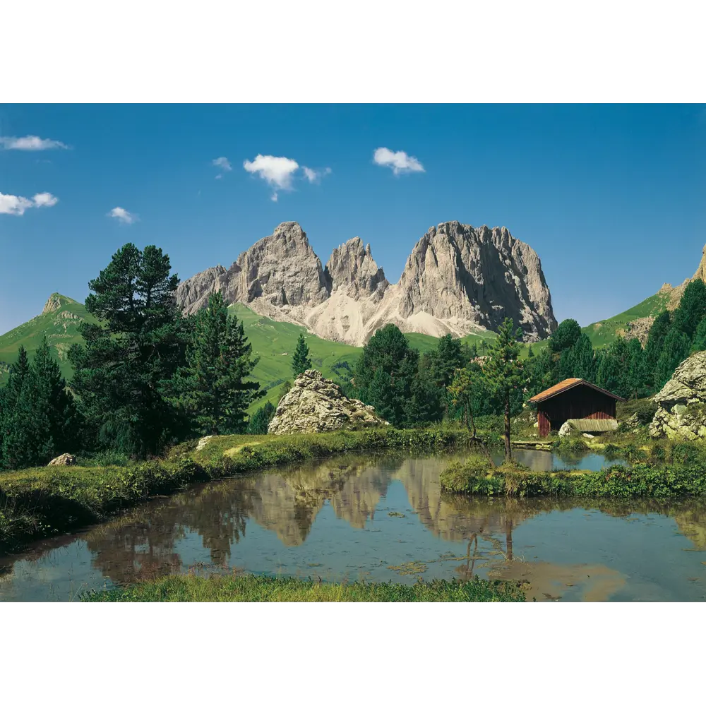 Фотообои бумажные, 392x260 см, KOMAR Озеро в горах доломиты STLM-2036421