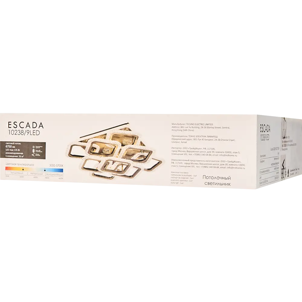 Люстра потолочная светодиодная Escada 10238/9LED с пультом управления, 26 м², регулируемый белый свет, цвет золотистый STLM-2038823 - Вид №9