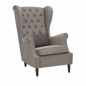 Кресло мягкое с ушами и капитоне бежево-серое Leset "Винтаж" IMPEX ДИЗАЙНЕРСКИЕ 00-3885654 Бежевый;серый