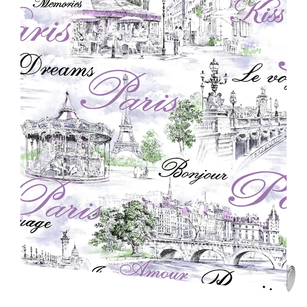 Обои виниловые Аспект Париж фиолетовые 0.53 м 80002-56 АСПЕКТ РУ STLM-2123139