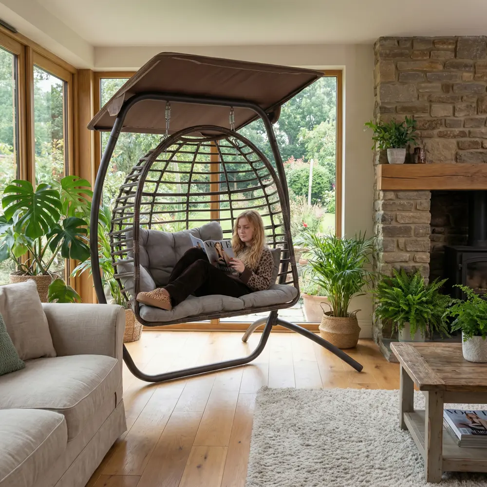 Кресло подвесное Greengard Суматра 2-х местные бежевый/коричневый STLM-2172204 - Вид №7