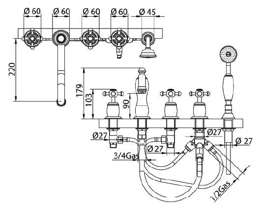 616740KO06 Смеситель Bandini Antica Santreyd - Вид №2